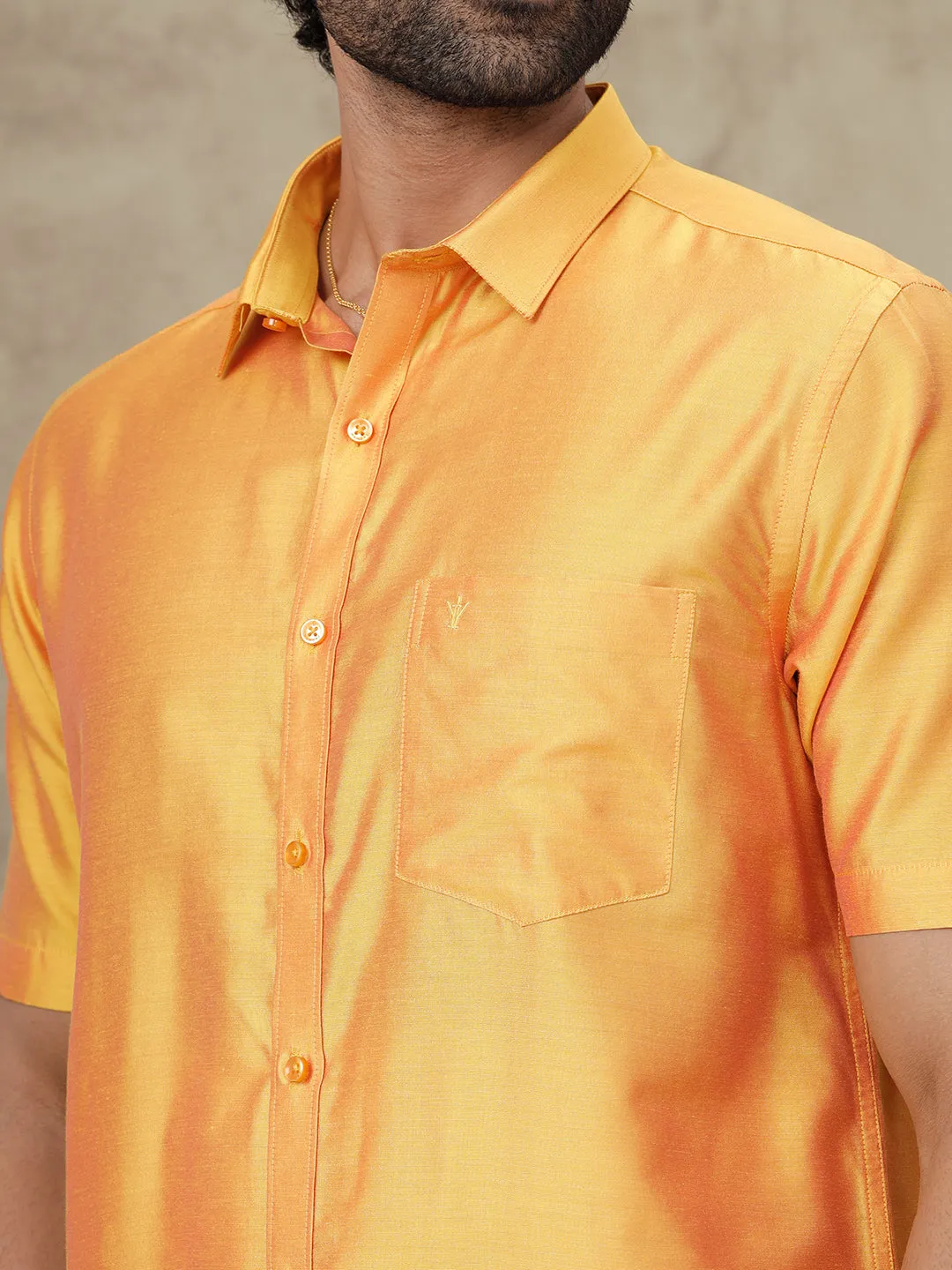 Couple Combo Shirt & Dhoti Set with Saree Yellow SS212