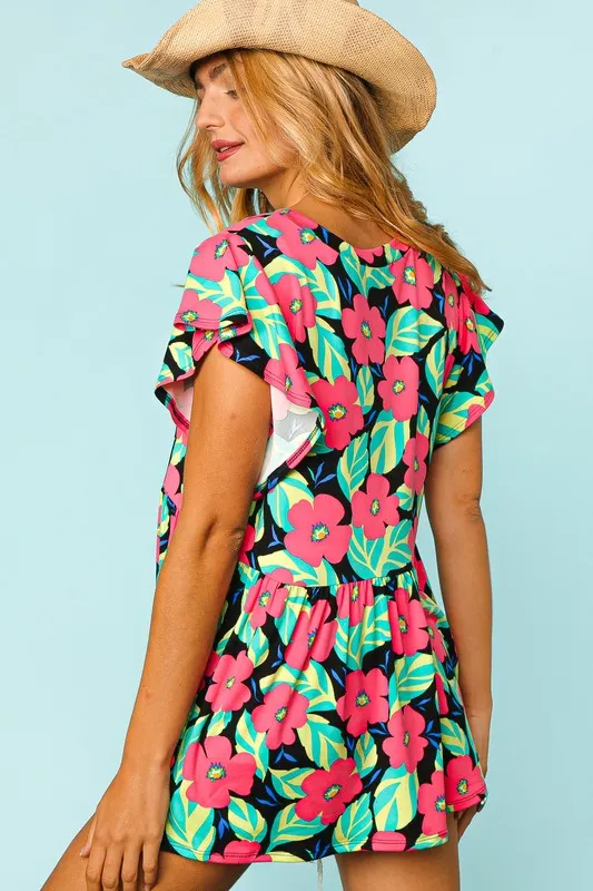 CURVY FLORAL GAL TOP