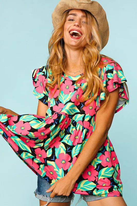 CURVY FLORAL GAL TOP