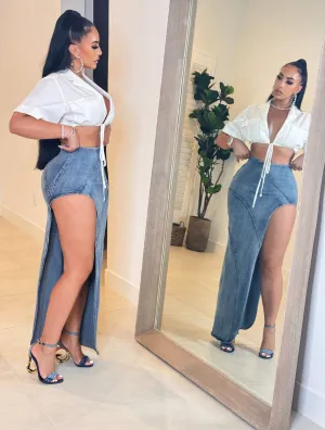 Denim & a Slit Skirt