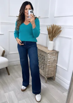 Felia Teal Fluffy Jumper
