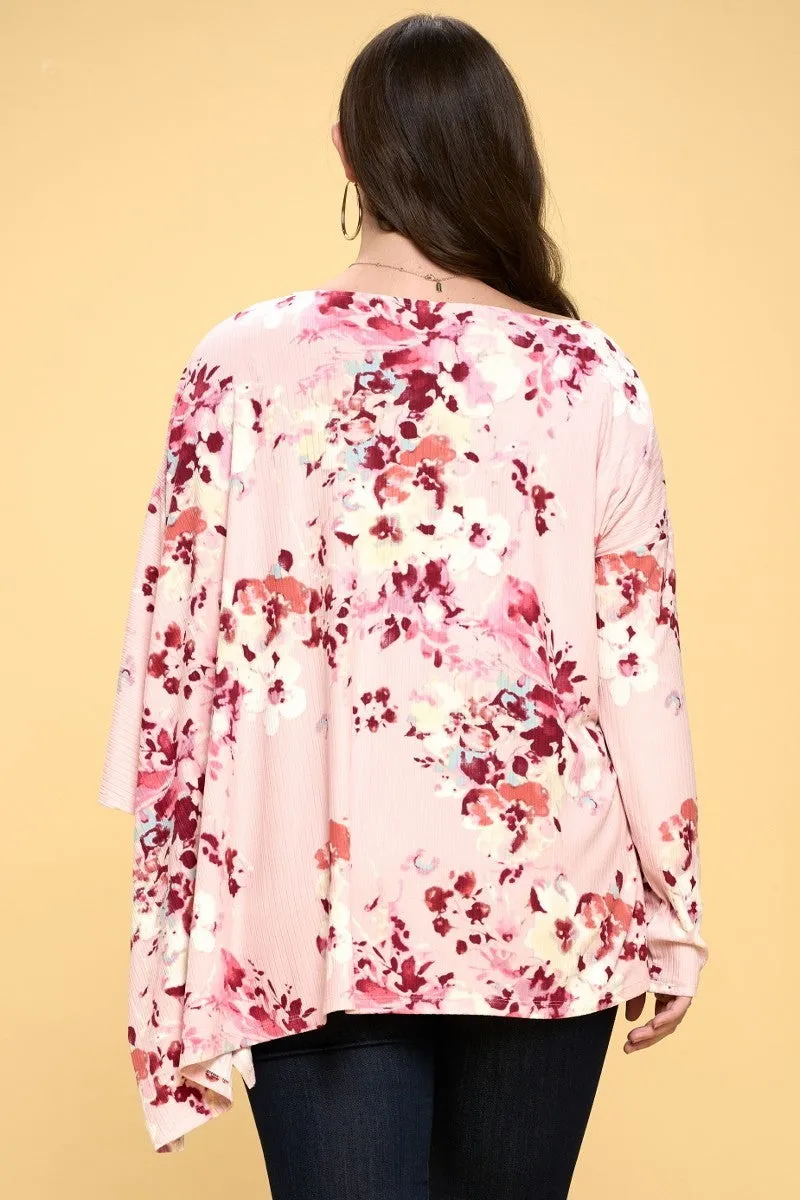 Floral Print Yummy Rib Knit Top