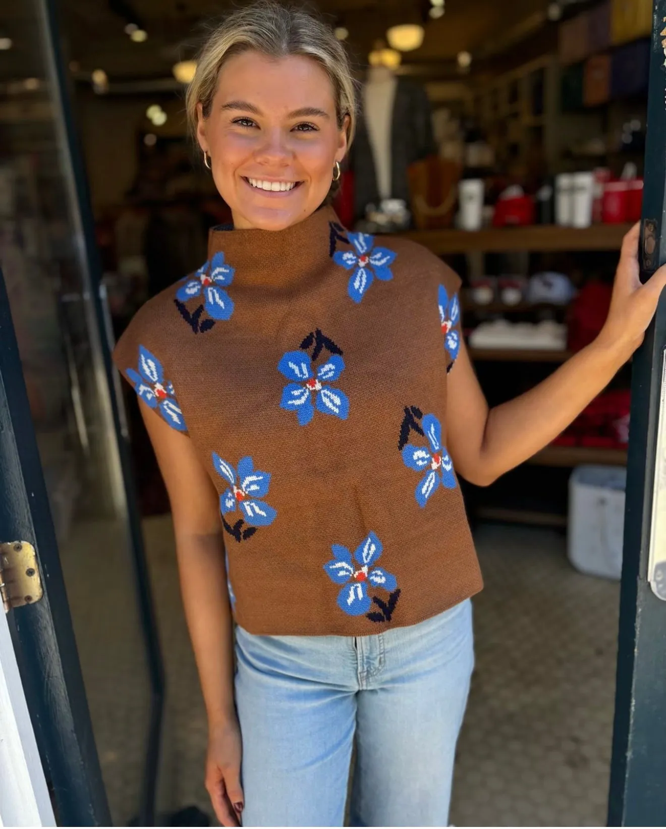 Flower Knit Sweater Top