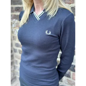 Fred Perry - Women’s G8113 Navy Ribbed - Twin Tipped Polo