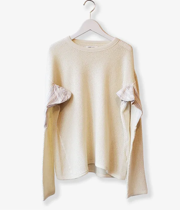 FUMIKA_UCHIDA/Striped Flannel Wool Mesh LONG-SLEEVE THERMAL(KINARI)