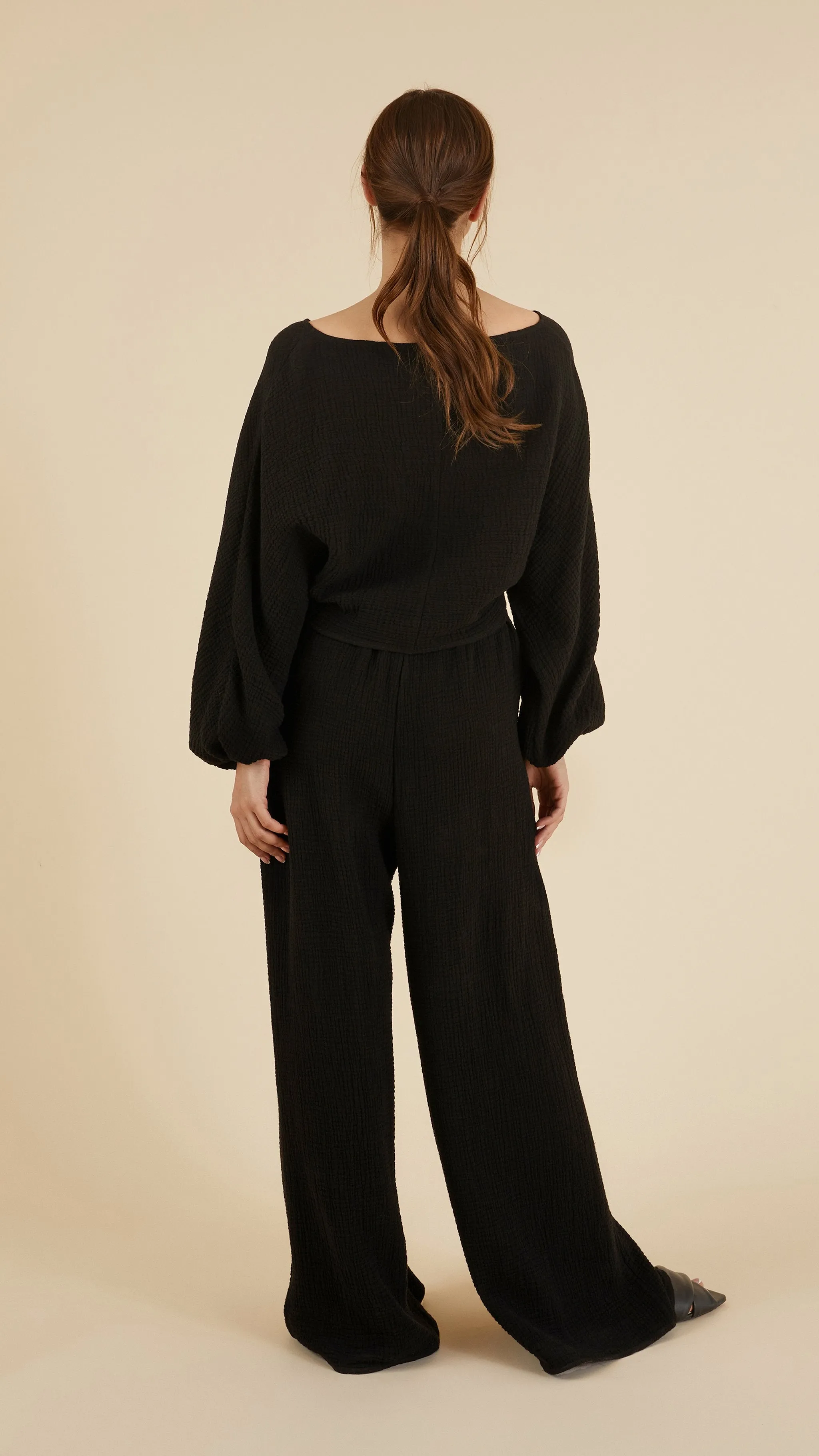 Gaia Drawstring Crop Top - Black
