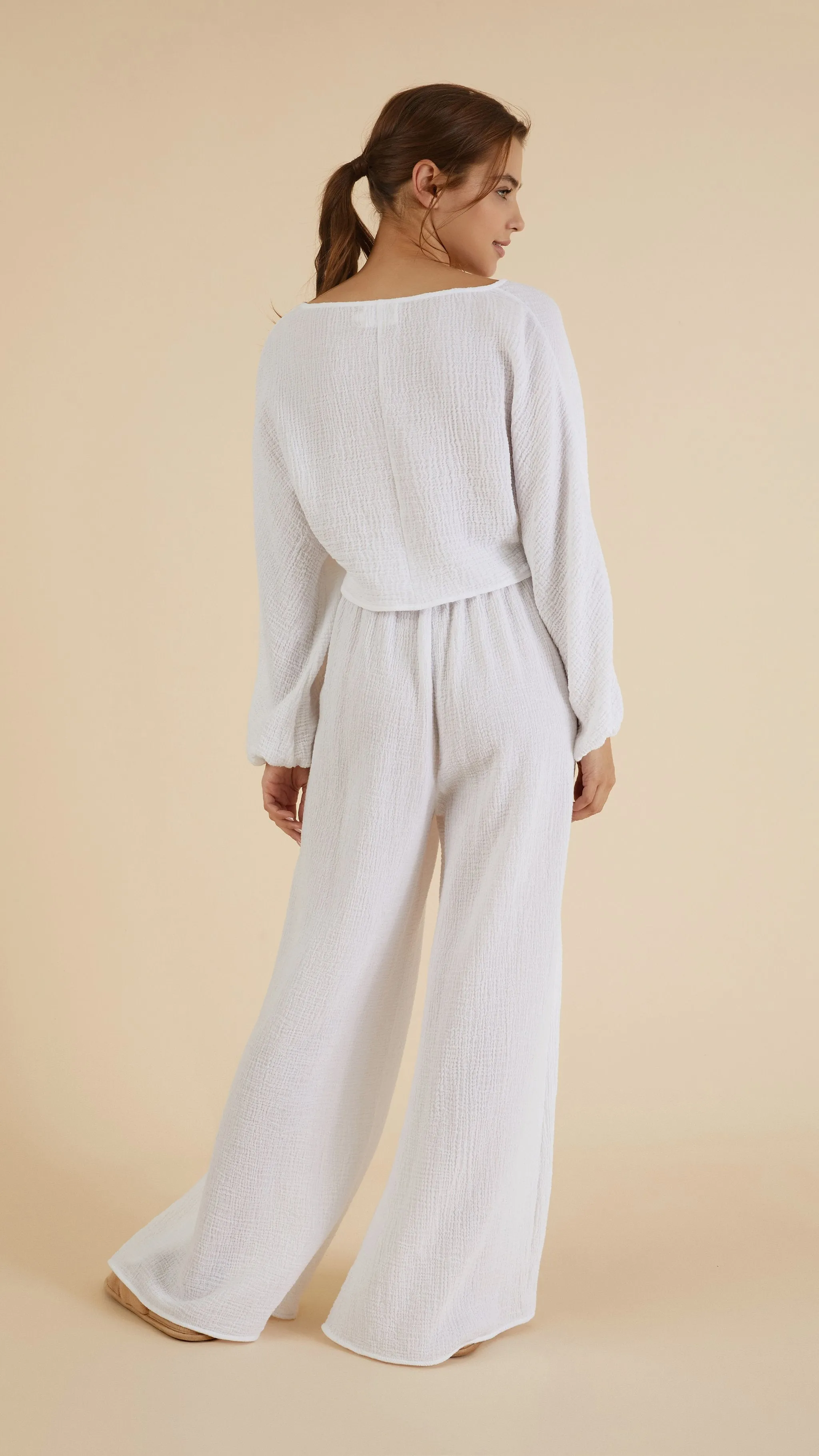 Gaia Drawstring Crop Top - White