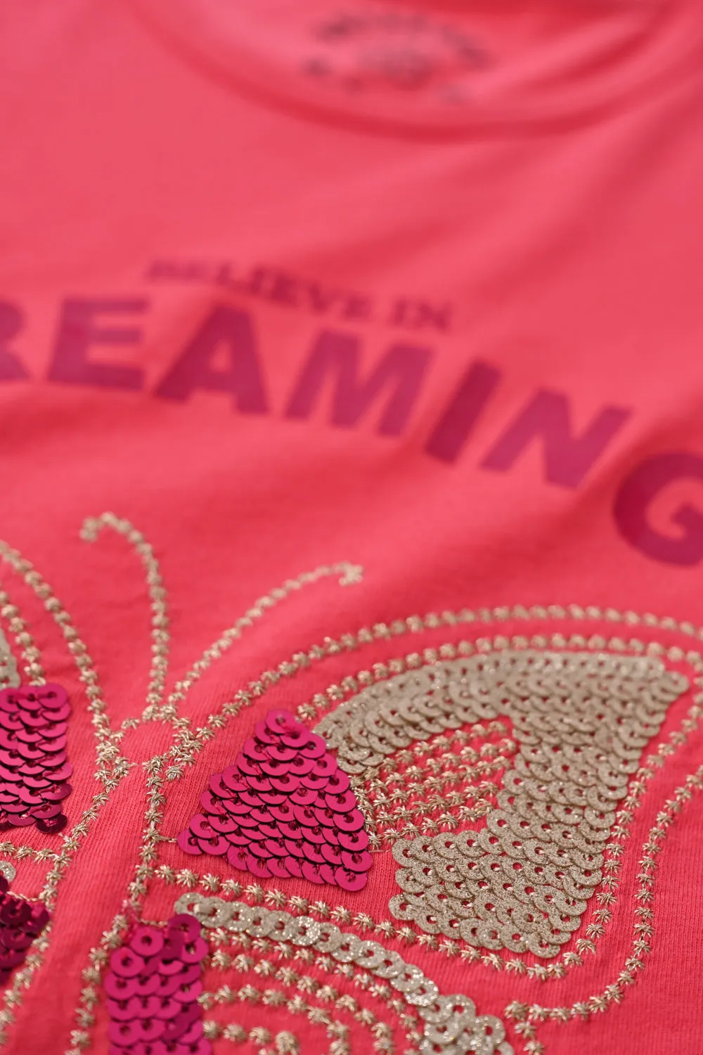 GIRLS EMBELLISHED BUTTERFLY T SHIRT