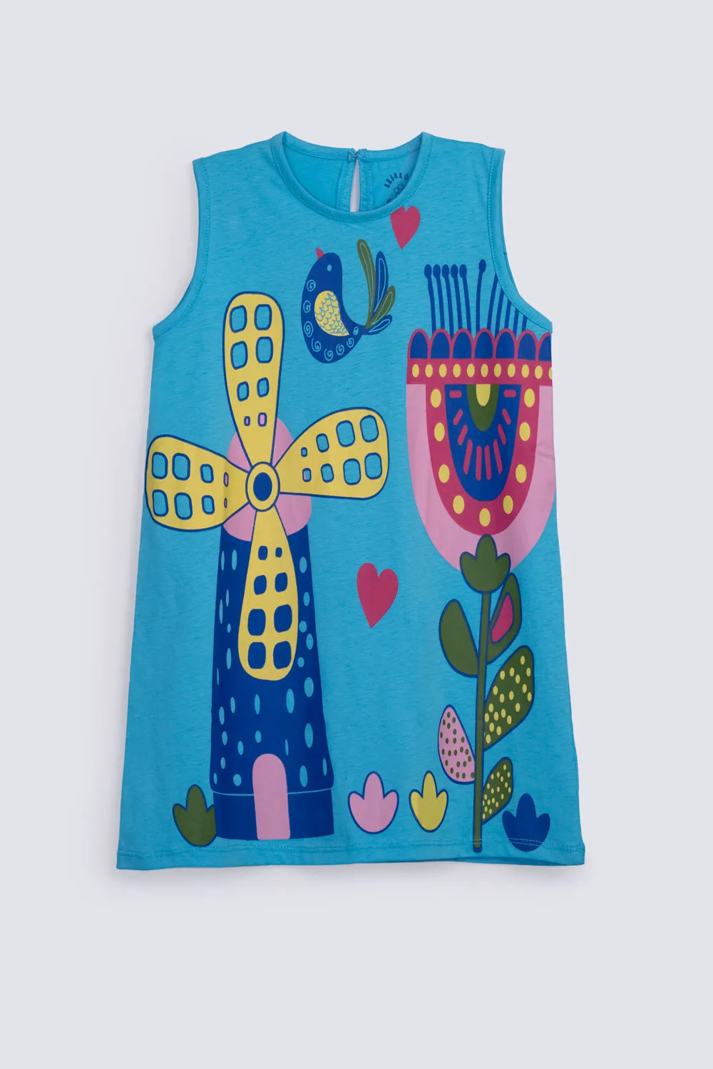 GIRLS FLORAL PRINT KNIT DRESS