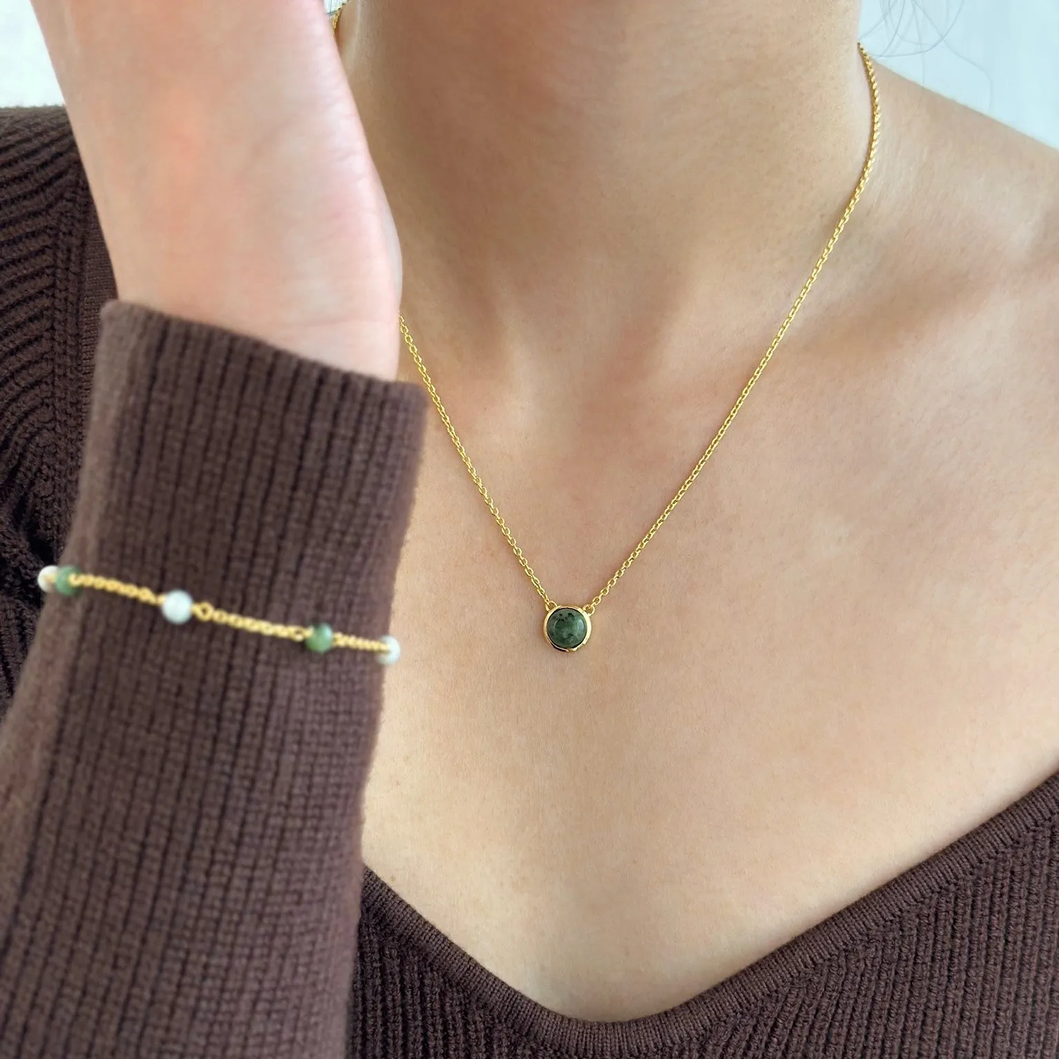 Gold Jade Necklace - Gaia