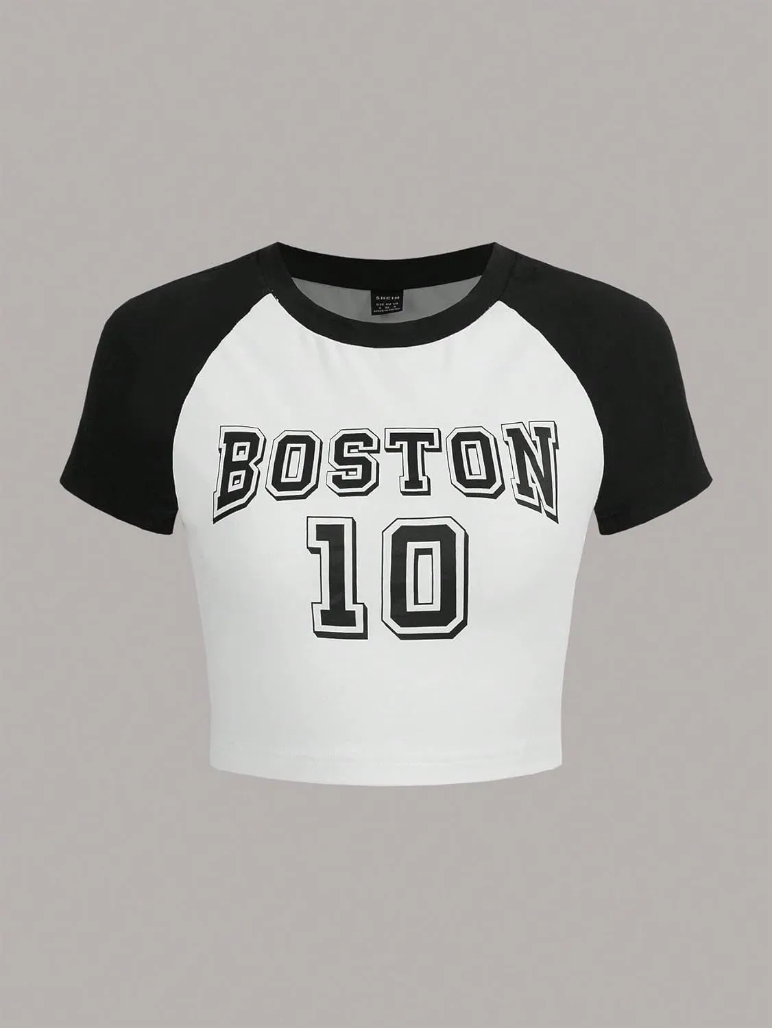GRAPHIC RAGLAN SLEEVE CROP TEE T-SHIRT