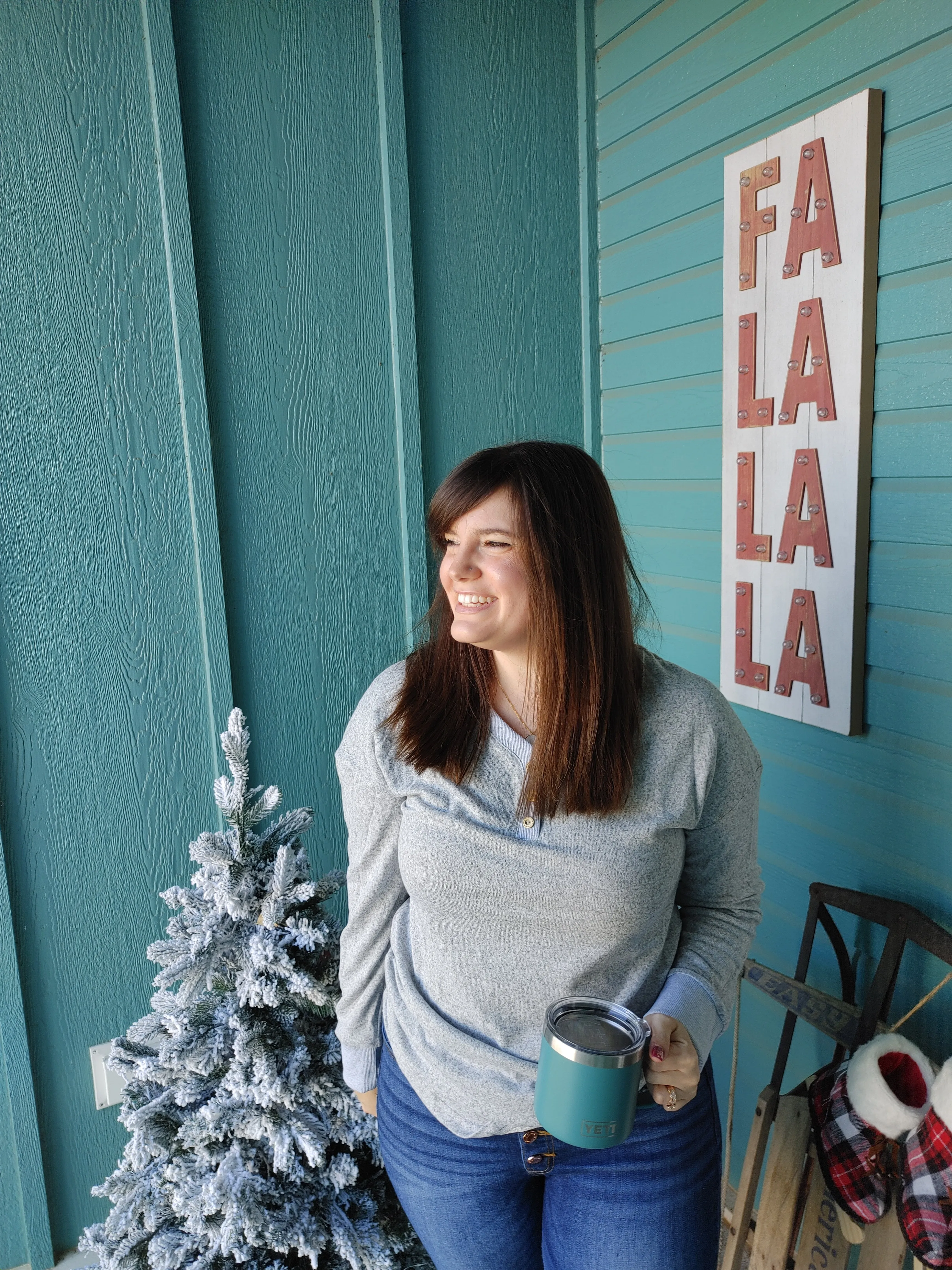 Grey Henley Long Sleeve Top