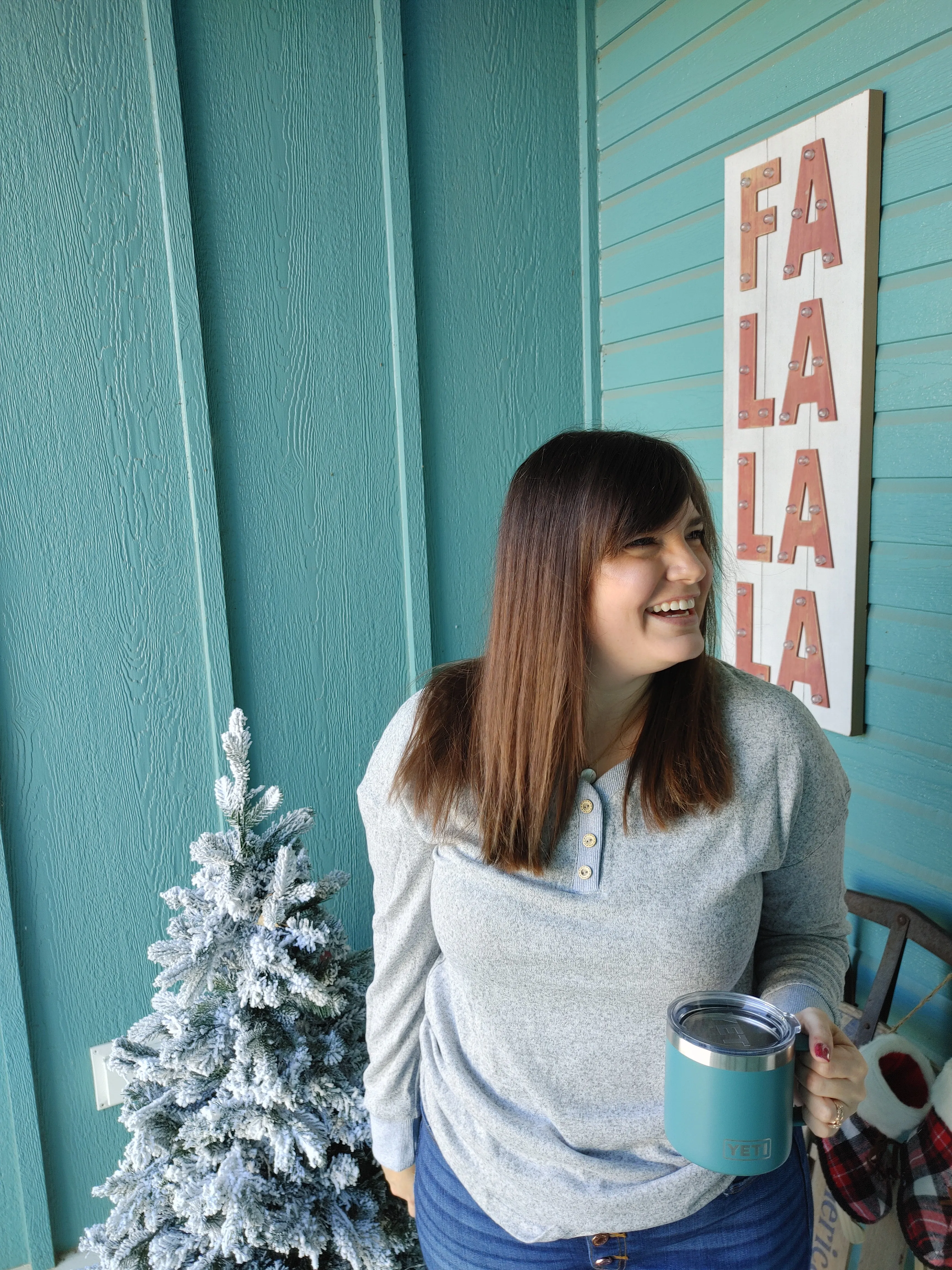 Grey Henley Long Sleeve Top