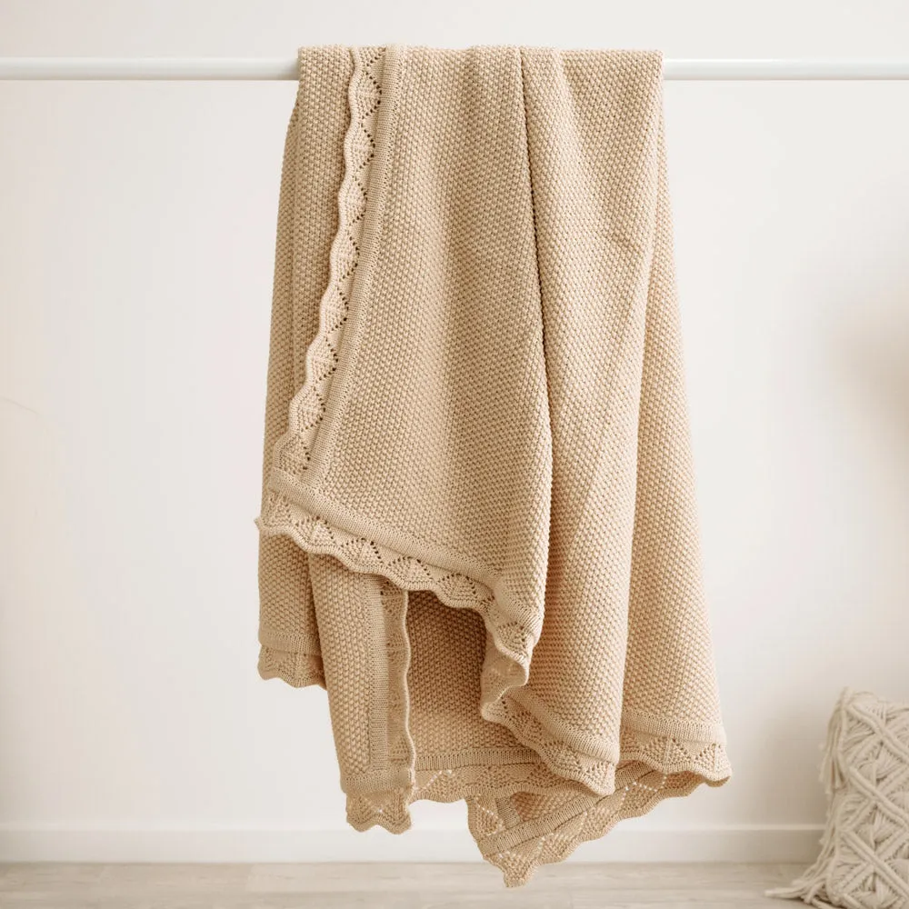 Heirloom Blanket | Scalloped Edge - Latte