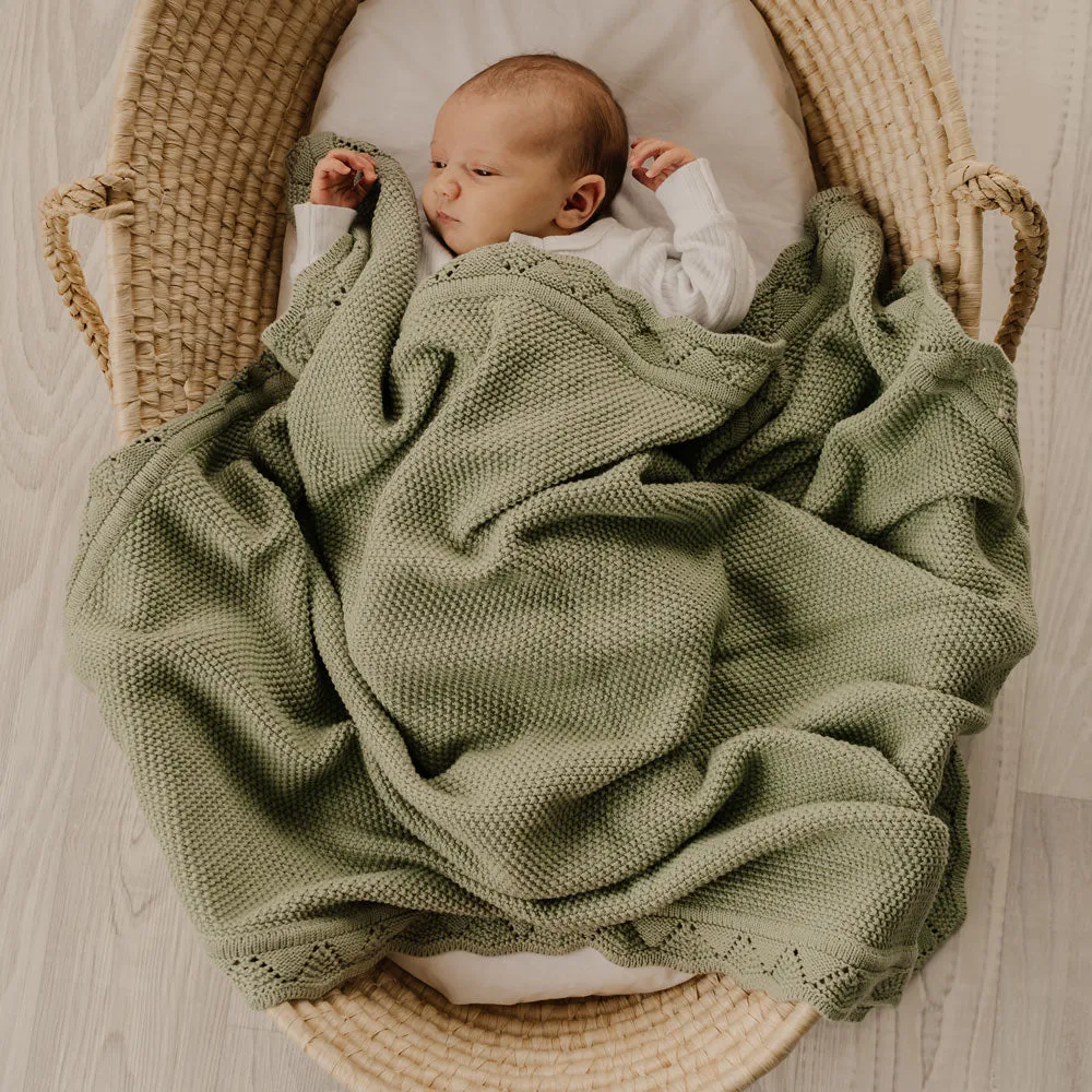 Heirloom Blanket | Scalloped Edge - Pistachio