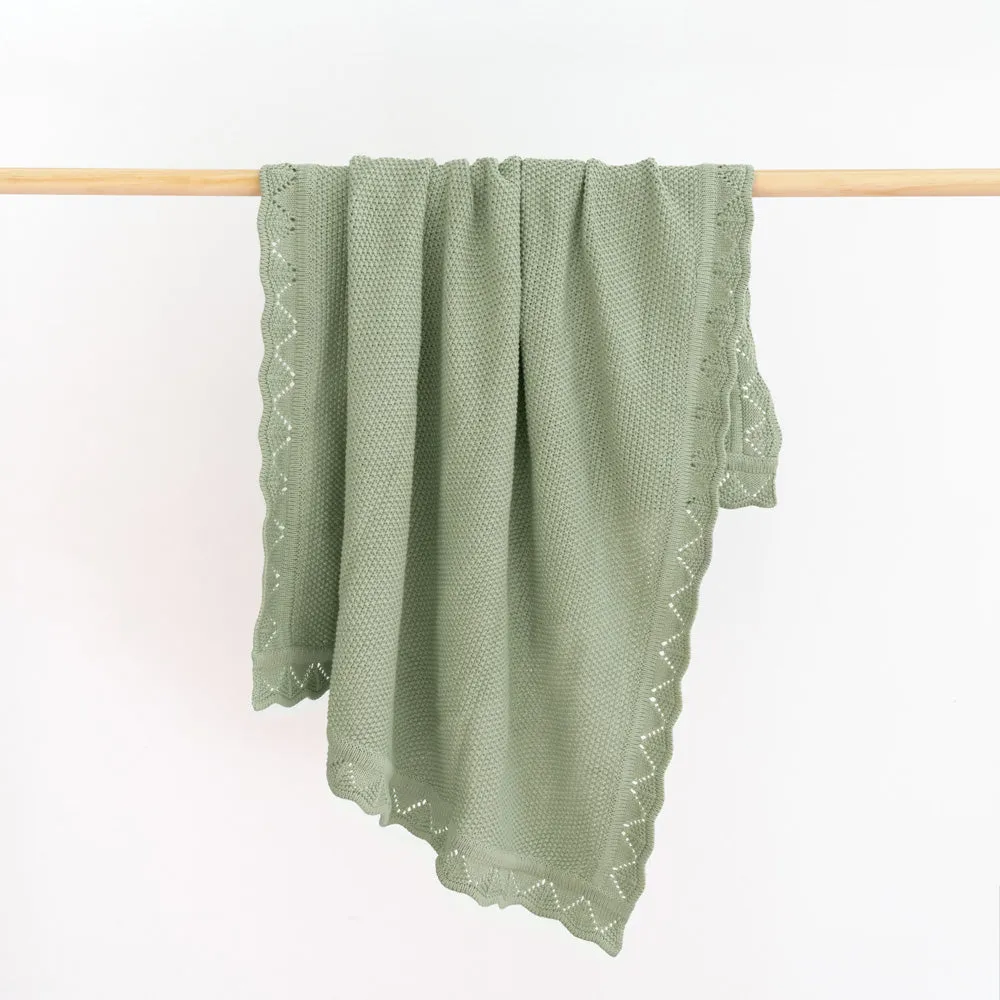 Heirloom Blanket | Scalloped Edge - Pistachio