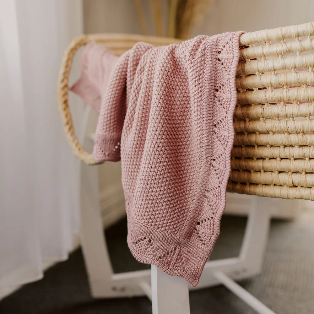 Heirloom Blanket | Scalloped Edge - Rose Pink