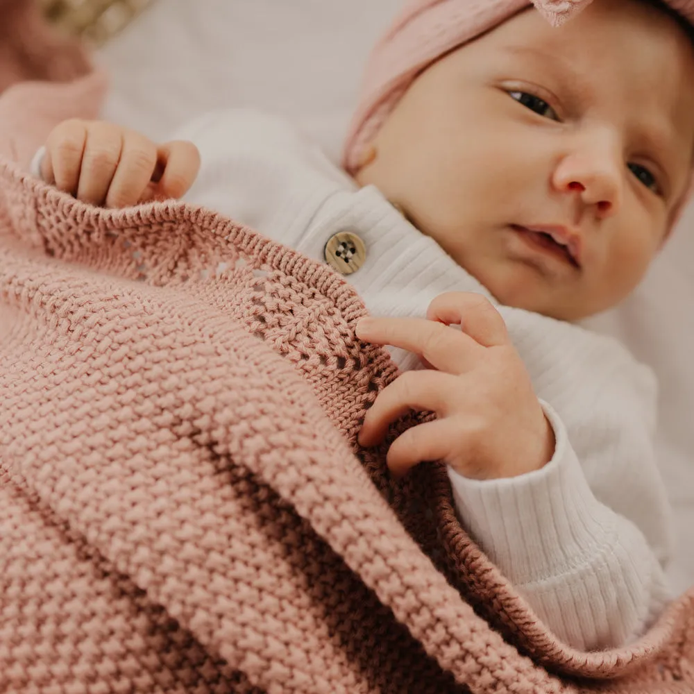Heirloom Blanket | Scalloped Edge - Rose Pink