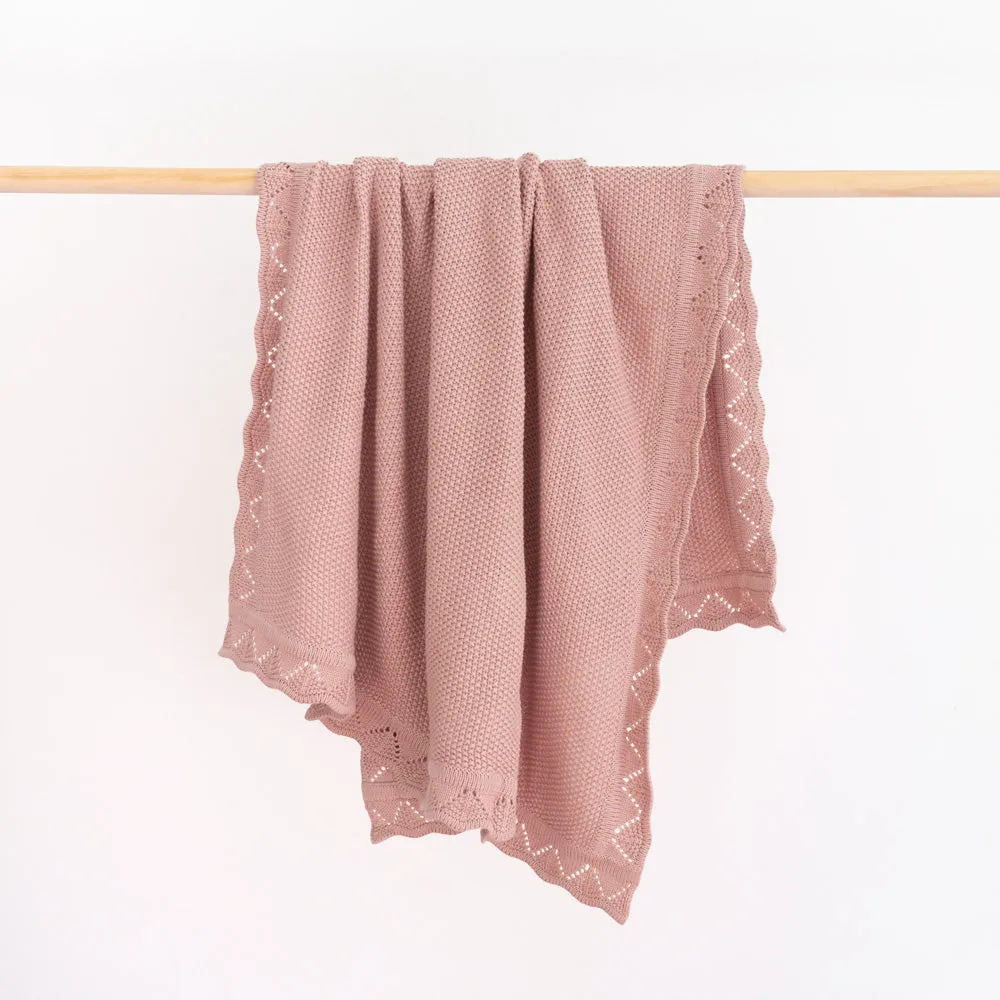 Heirloom Blanket | Scalloped Edge - Rose Pink