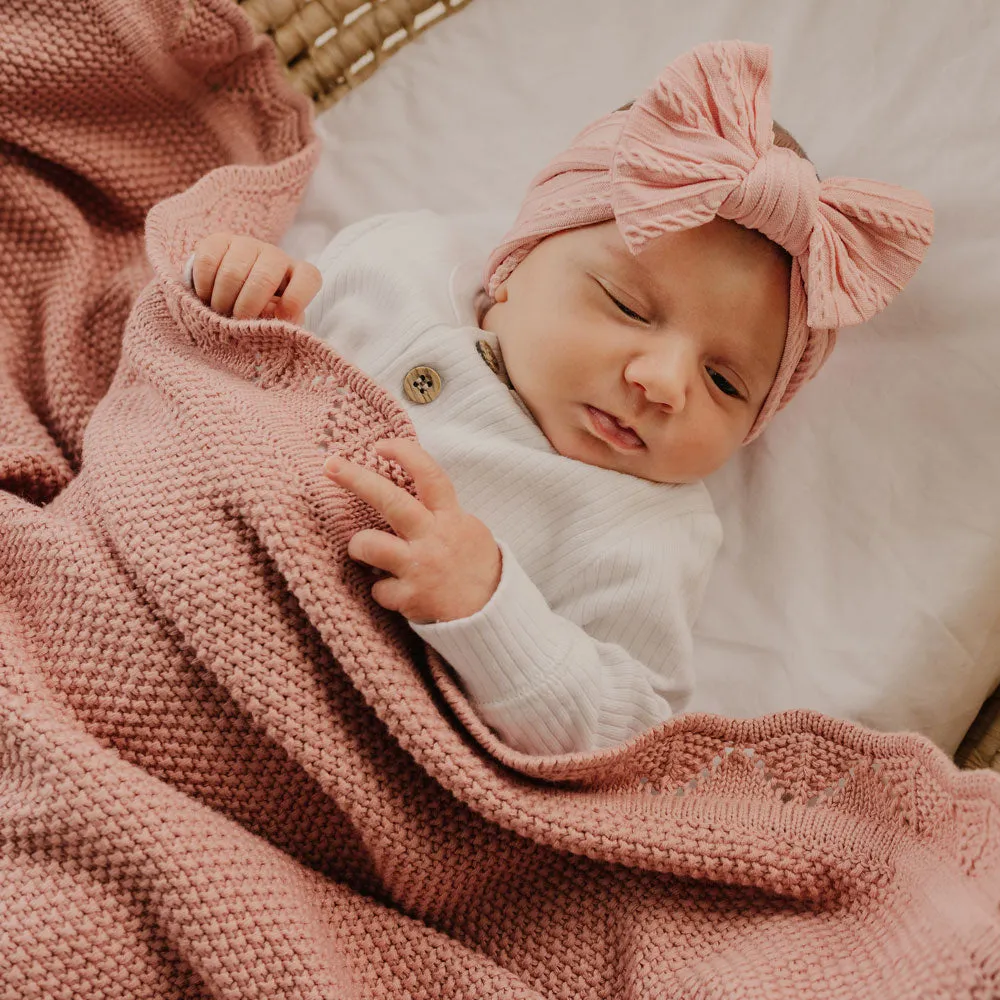 Heirloom Blanket | Scalloped Edge - Rose Pink