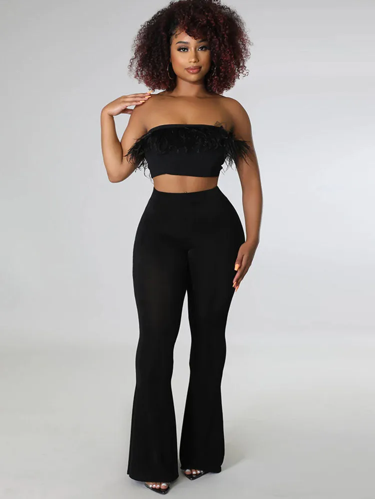 High Elastic Floor Length Flared Pants