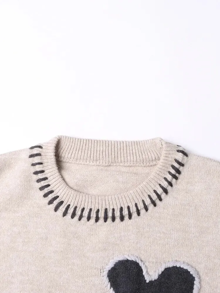 Hit Color Spliced Denim Sweater For Women Round Neck Long Sleeve Pullover Sweaters Female Fashion Style Clothing