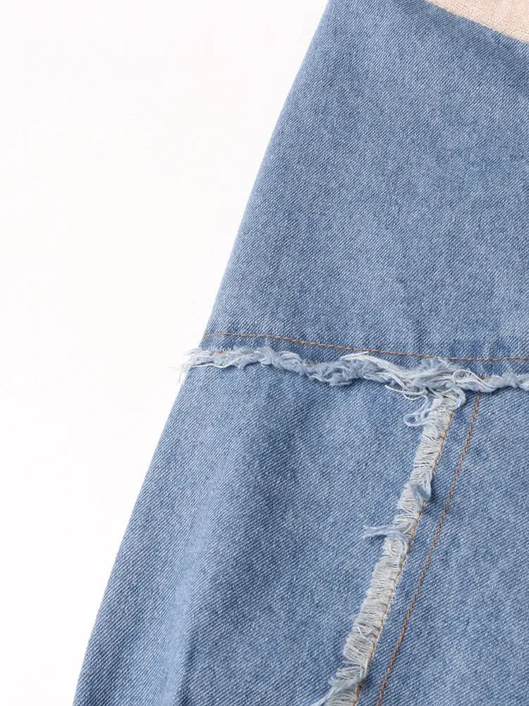 Hit Color Spliced Denim Sweater For Women Round Neck Long Sleeve Pullover Sweaters Female Fashion Style Clothing