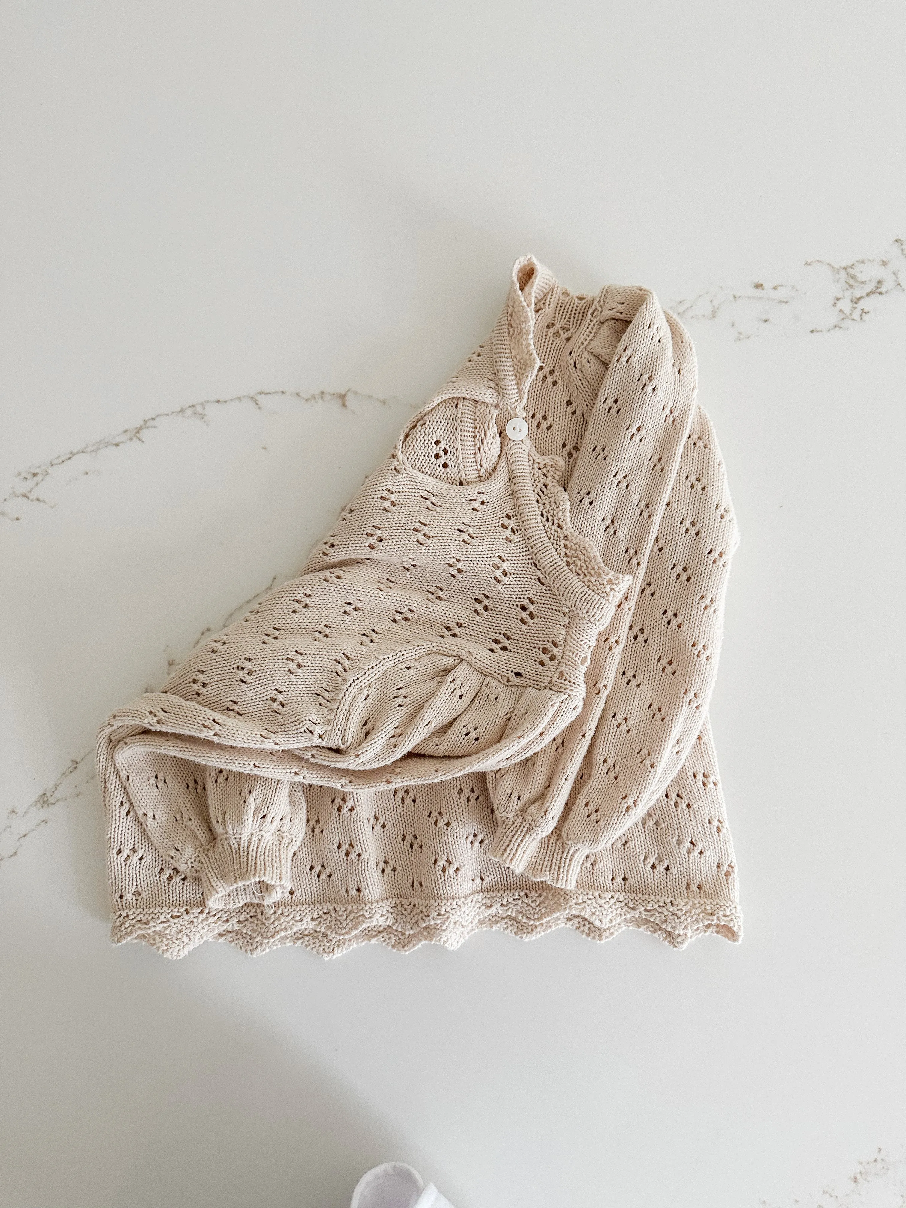 Hollow Out Knit Top - OAT