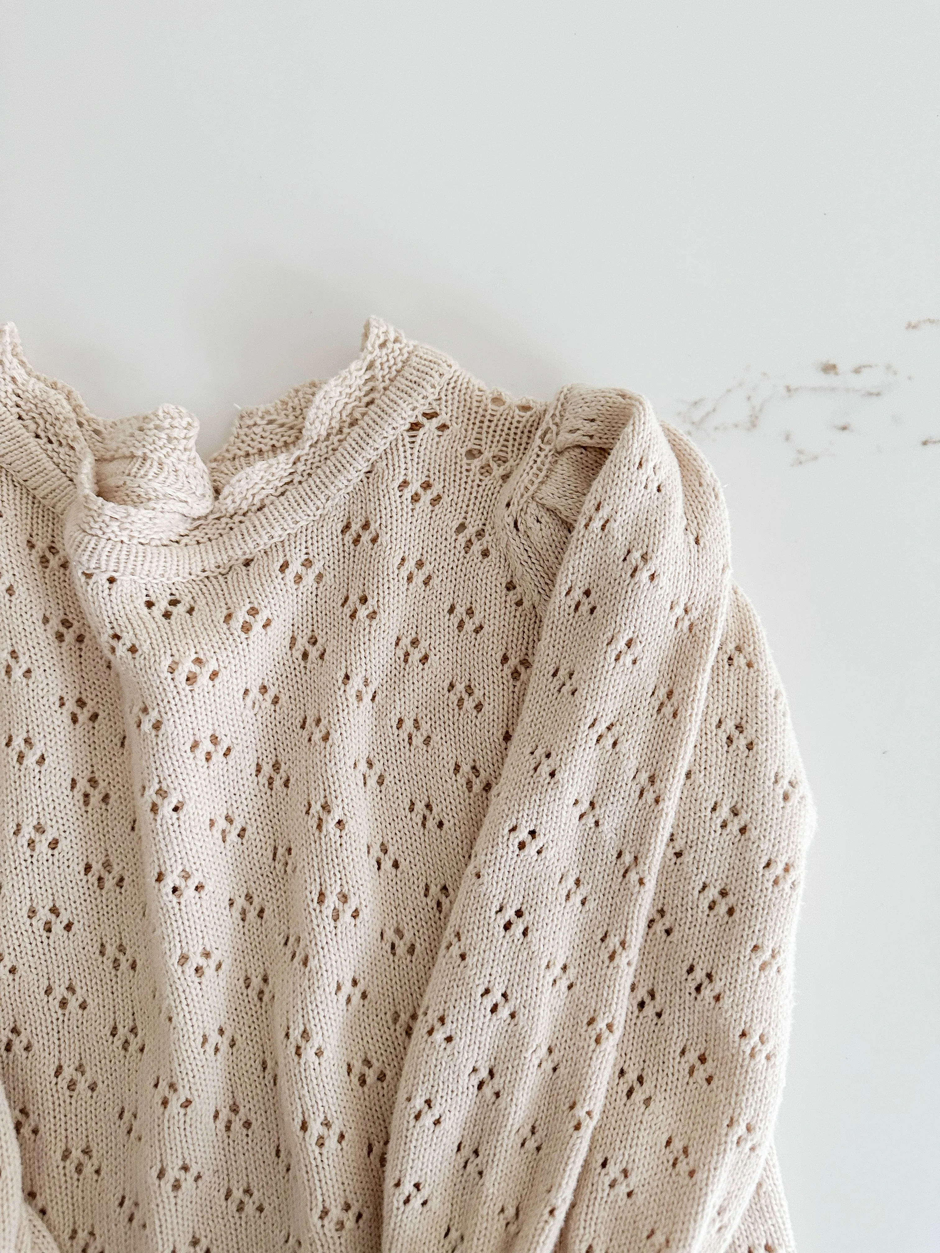Hollow Out Knit Top - OAT