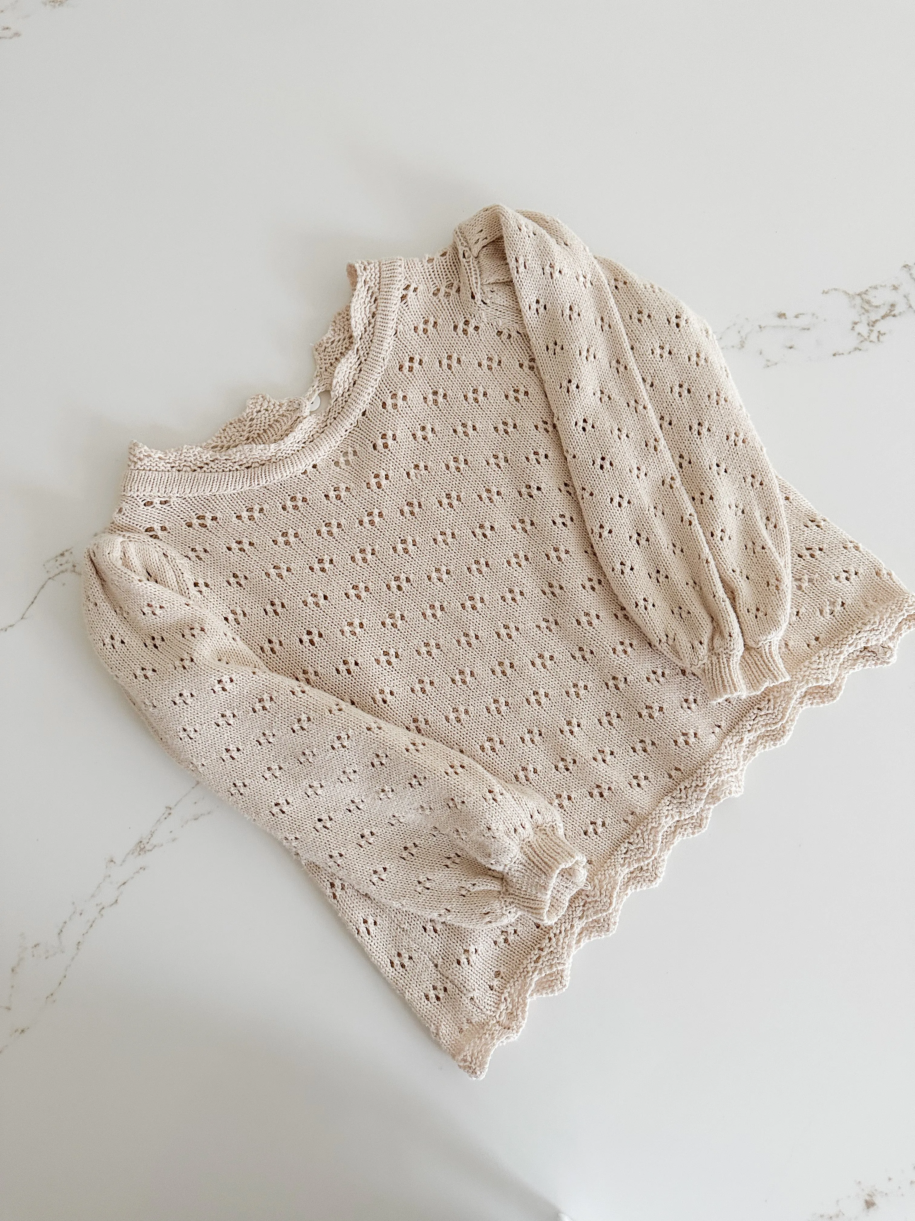 Hollow Out Knit Top - OAT