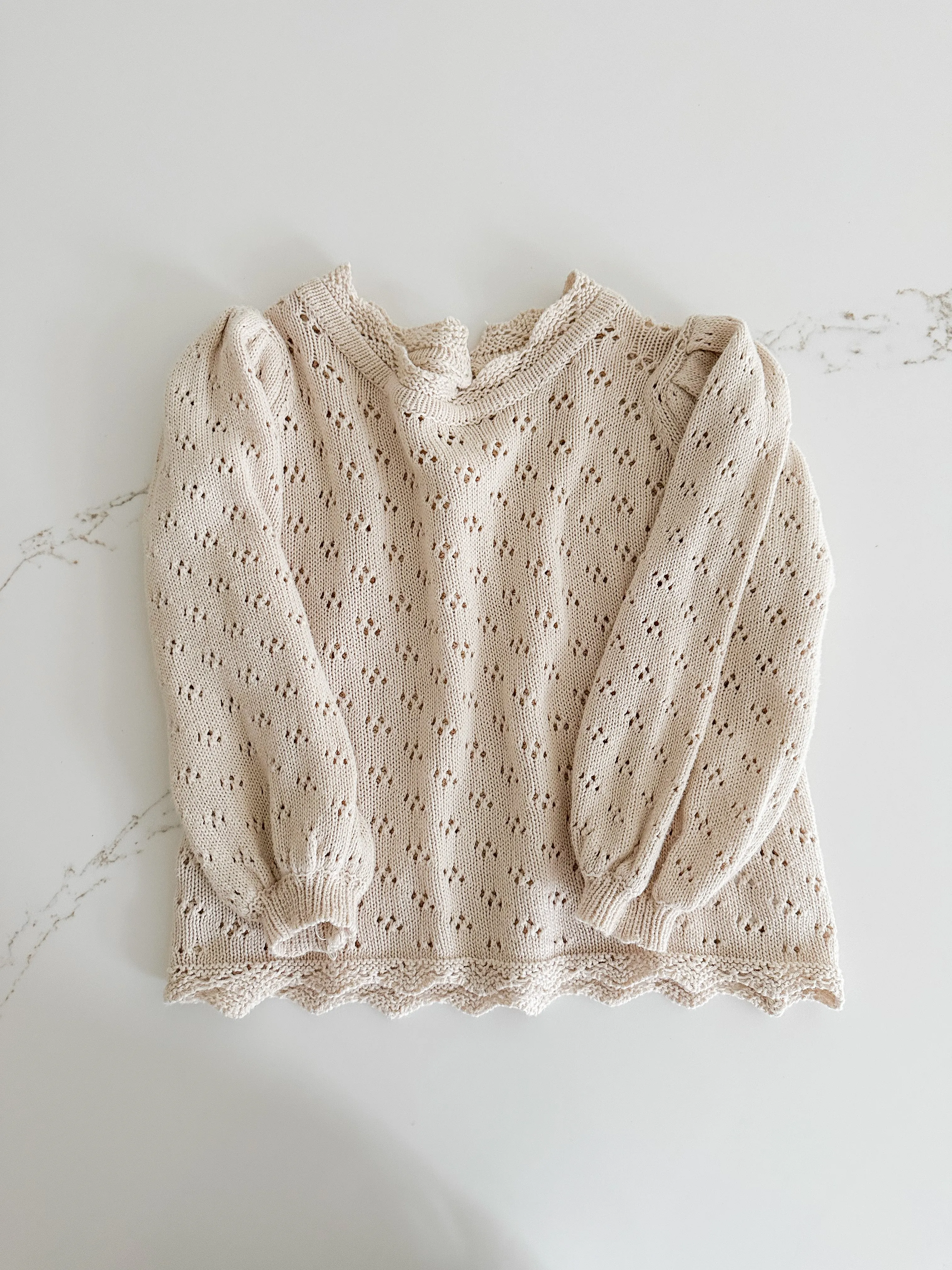 Hollow Out Knit Top - OAT
