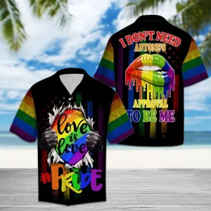 I Don't Need Anyone's Approval To Be Me, LGBT Aloha Hawaiian Shirts, Pride Colorful Rainbow Hawaiian Shirts, Gift For Gaymer And Lesbian
