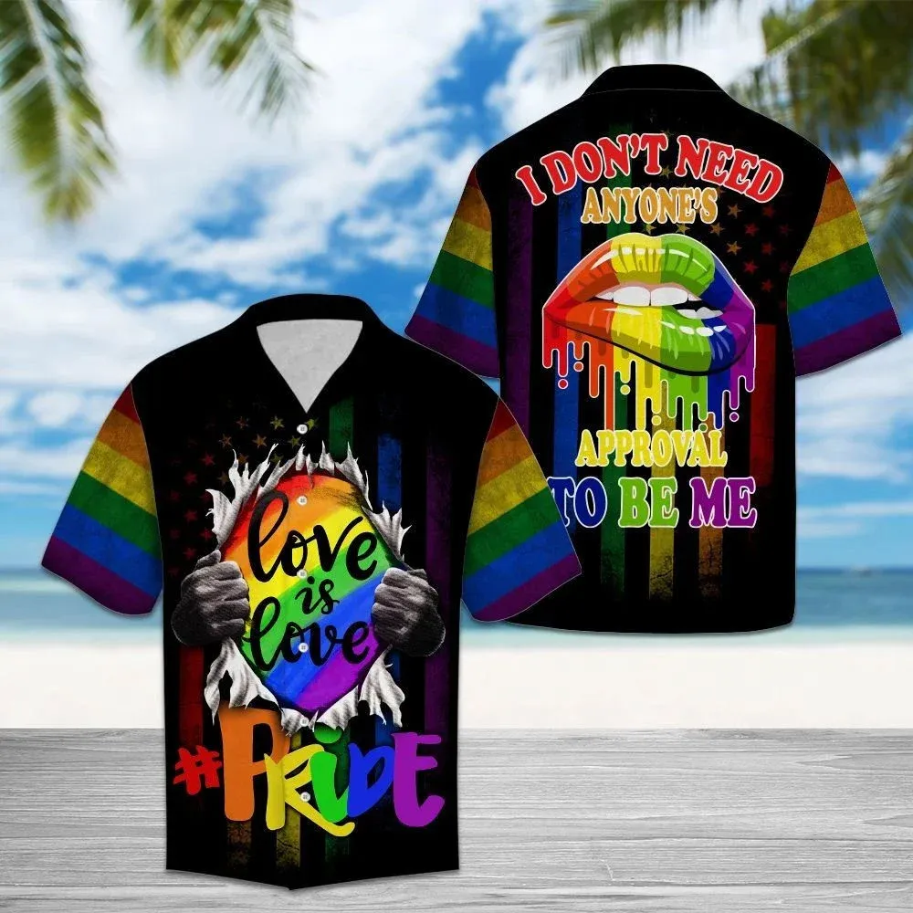 I Don't Need Anyone's Approval To Be Me, LGBT Aloha Hawaiian Shirts, Pride Colorful Rainbow Hawaiian Shirts, Gift For Gaymer And Lesbian