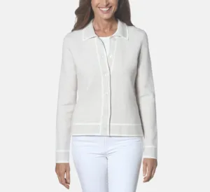 J'Envie - Button Knit Jacket in Wheat and White