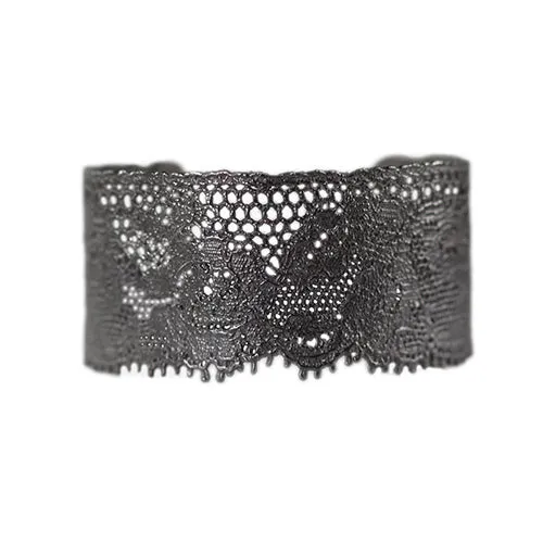 Julie - small lace cuff bracelet in oxidized silver