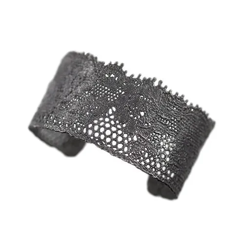 Julie - small lace cuff bracelet in oxidized silver