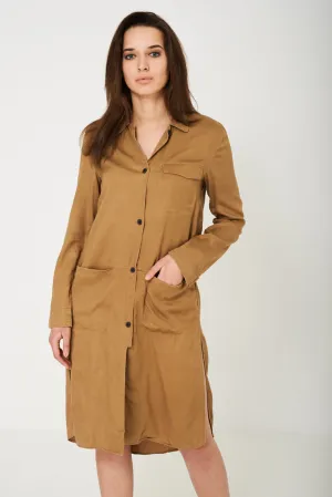 Khaki Shirt Dress Ex Brand