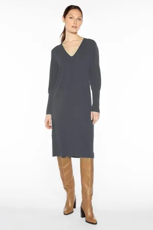 KINROSS CASHMERE - VEE NECK CASHMERE DRESS