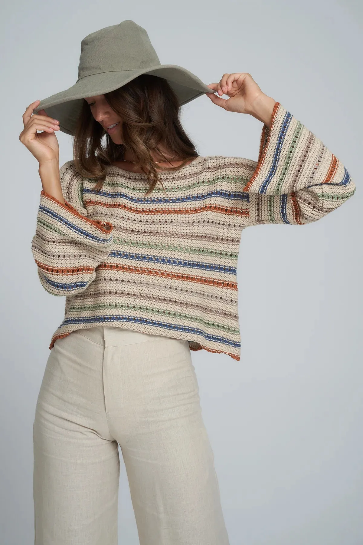 Lilya Collectiva Stripe Knit Top - Desert Mix