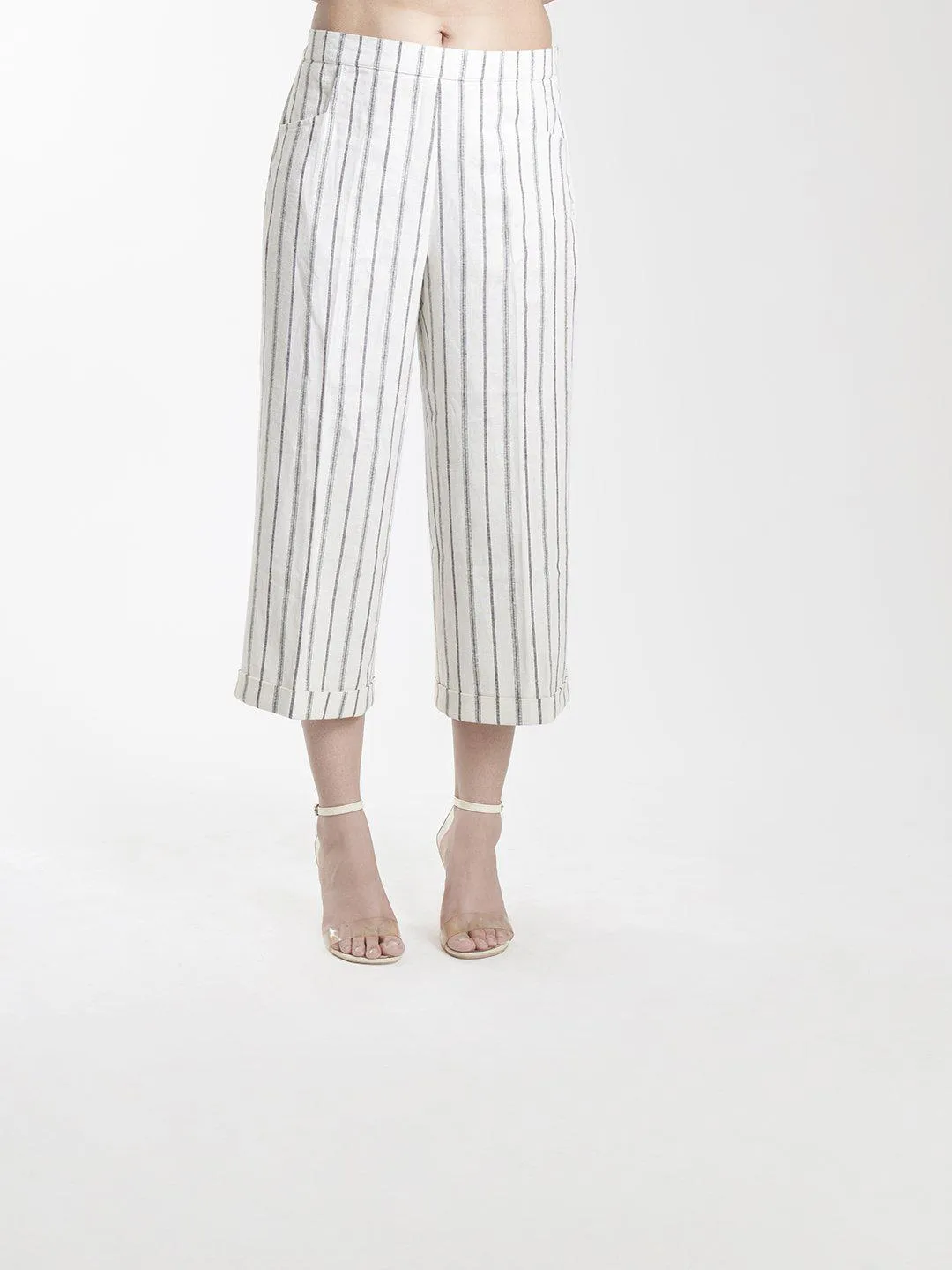 Linen Comfort Fit Culottes - White