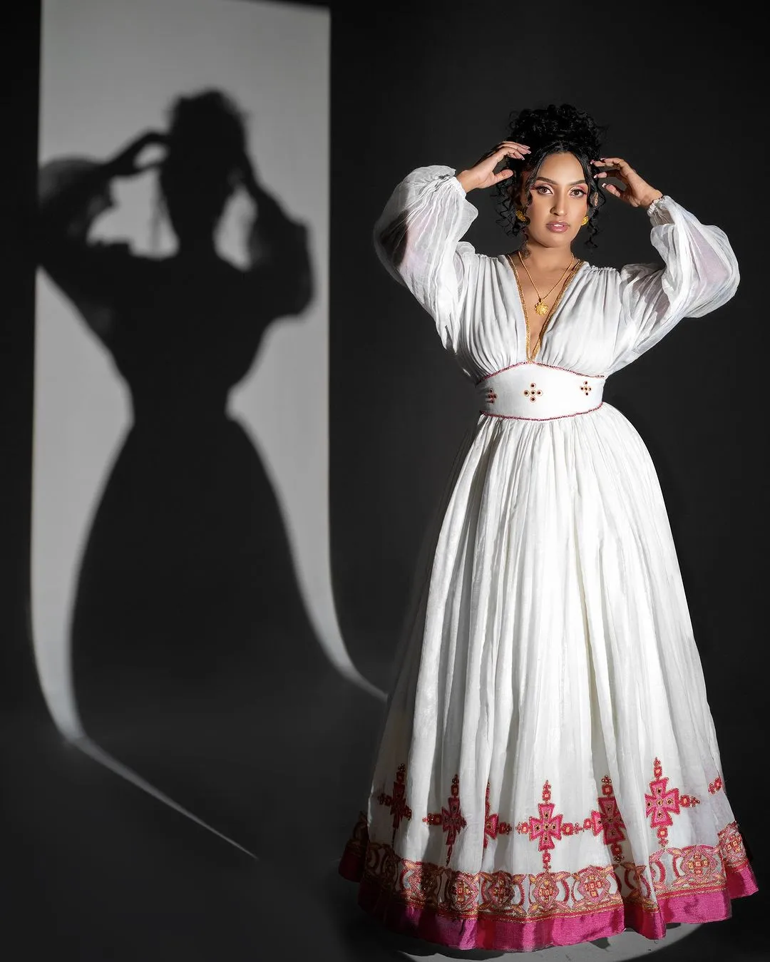 Lovely Rose Pink Habesha Dress: Graceful Look with Ethiopian Traditional Dress