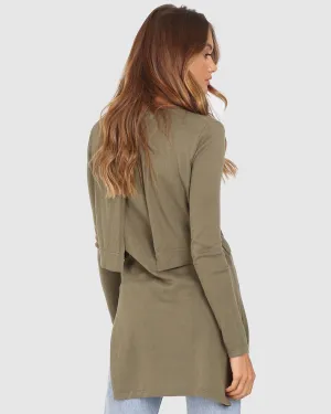 Madison The Label Hana Overlay Knit Top - KHAKI