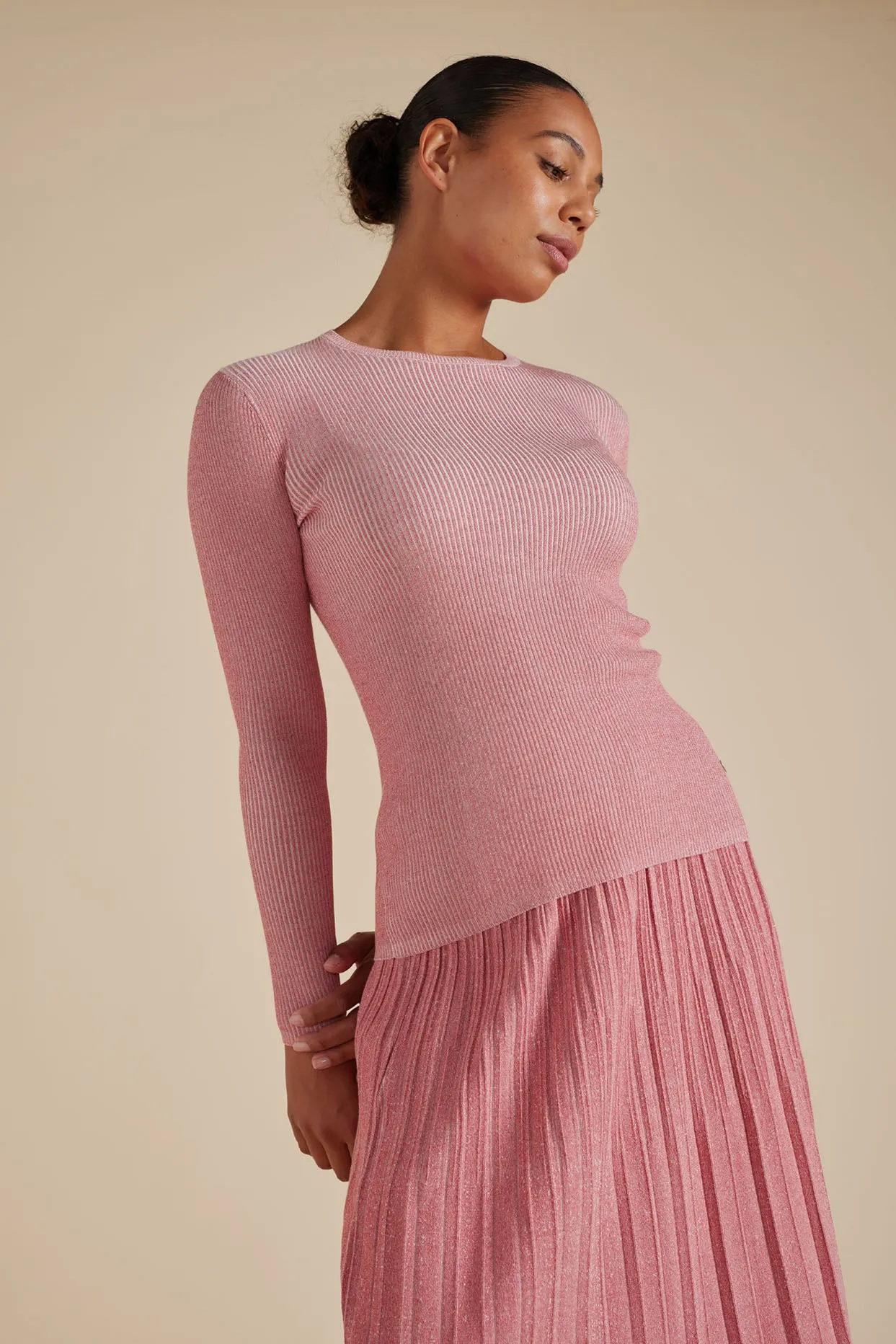 Marley Cotton Lurex Top in Frosting