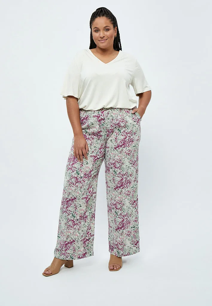 Marva Wide Leg Pants Curve - Green Mint Print