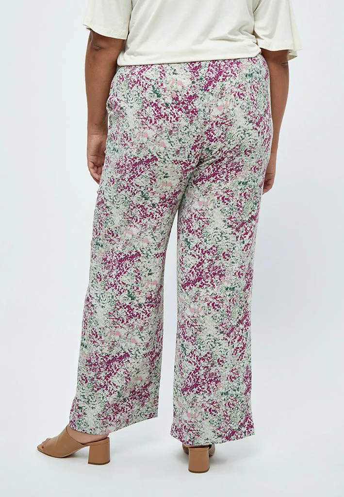Marva Wide Leg Pants Curve - Green Mint Print