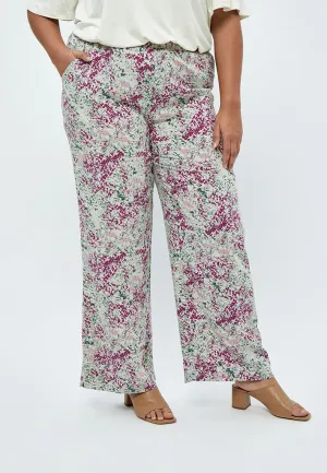 Marva Wide Leg Pants Curve - Green Mint Print