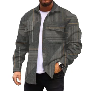 Men's Corduroy Print Long Sleeve Shirt 58898228L