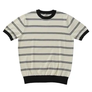 Men's Striped Knit T-shirt with Business Casual Military Style