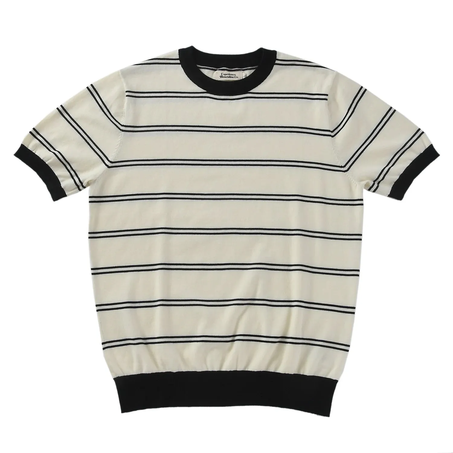 Men's Striped Knit T-shirt with Business Casual Military Style