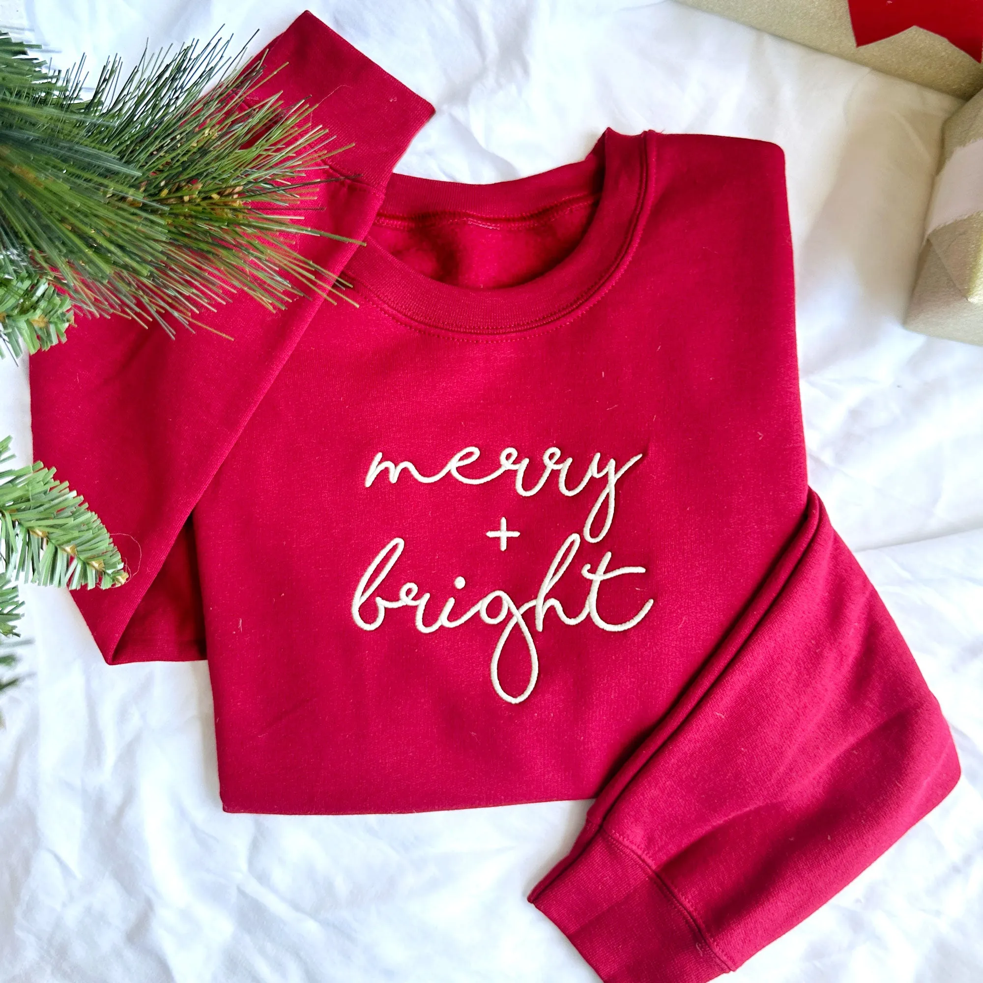 Merry   Bright Custom Embroidered Gemma Sweatshirt